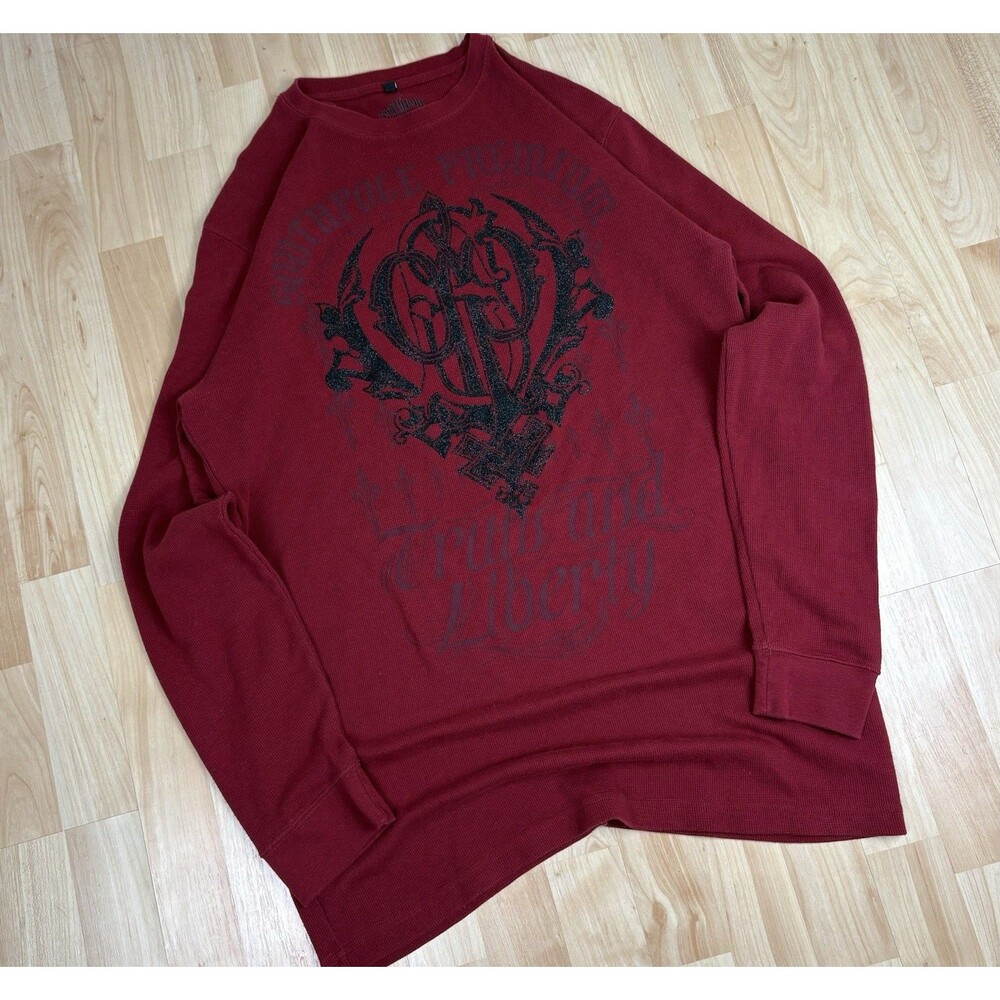 Y2K South Pole Big Graphic Long Sleeve / Thermal / T-Shirt / Red / Size 3XL /